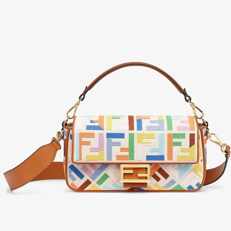 HOT Medium Bag Baguette Motif Multicolor Canvas Fendi In FF 0730